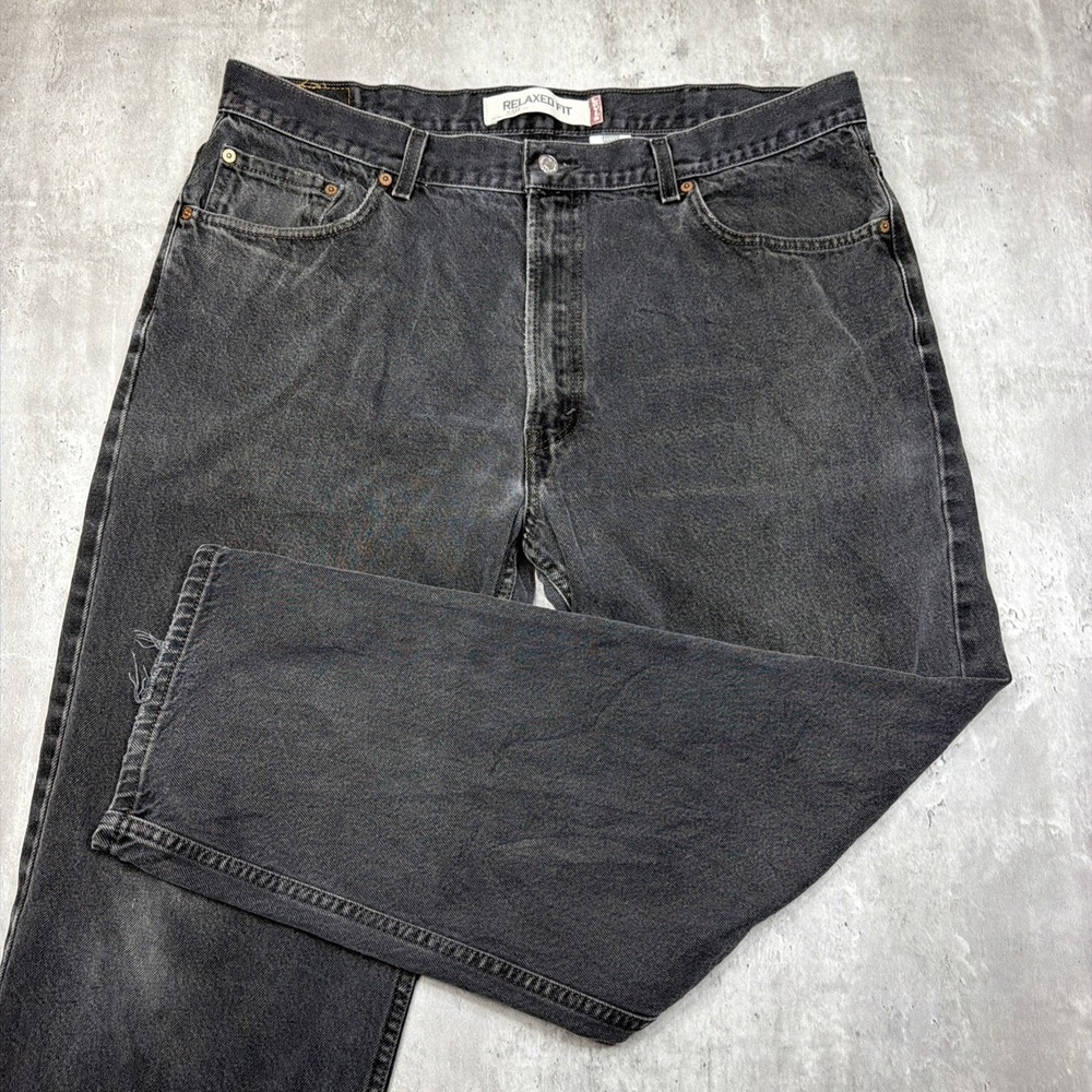 Vintage Levi's 550 Black Y2K Relaxed Fit Denim Jeans Size 40x30 Dark Grunge Zip